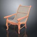 Vintage Wooden Chair With Woven Seat Armrests And Carved Leg Design