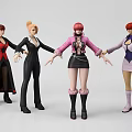 Game and Movie Female Characters in Different Stylish Outfits Standing Poses