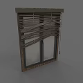 Classic Wooden Casement Window Design With Slatted Blinds And Glass Panes