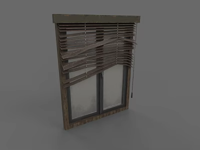 Classic Wooden Casement Window Design With Slatted Blinds And Glass Panes 3d model