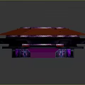 Red Octagonal Fighting Ring With Purple Stage Lighting And Modern Arena Design 3d model
