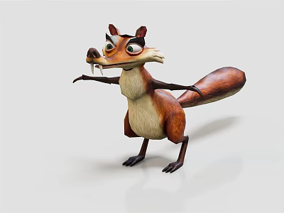 Cartoon Squirrel Animated Character With Brown Tail White Belly Black Paws And Expressive Face 3d model