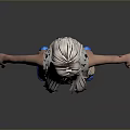 3D Character With White Braided Hair Gray Sleeveless T-shirt Plaid Skirt And Blue High Heels