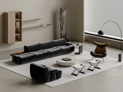 Modern sofa coffee table combination 3d model