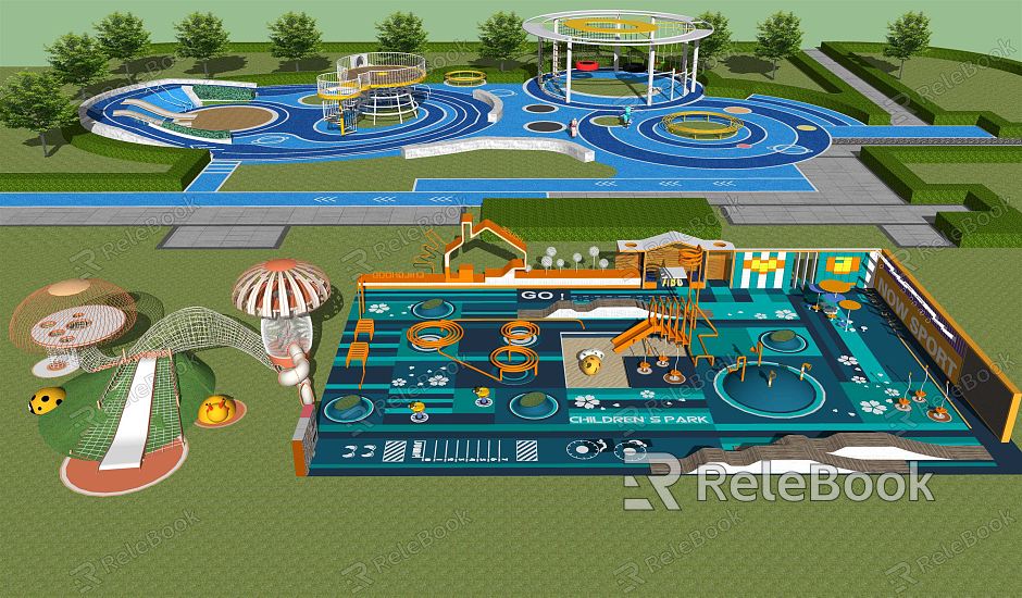 Modern Amusement Park Children's Play Area Activity Site model