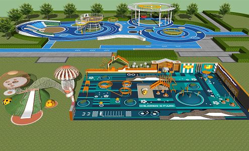 Modern Amusement Park Children's Play Area Activity Site 3d model