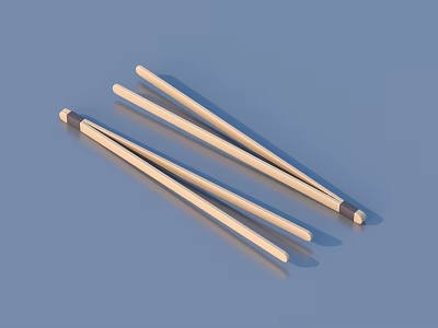 Wooden Chopsticks For Daily Dining With Smooth Surface And Light Color 3d model