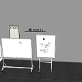 Two Mobile Whiteboards With Wheels Near Window Blinds And VOGUE Magazine