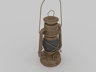 Vintage Rustic Metal Candle Lamp With Classic Design And Handle For Home Decor 3d model