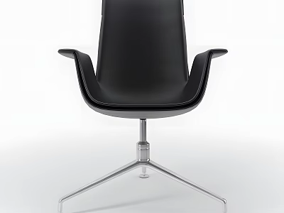 Ergonomic Modern Black Leather Office Chair With Armrests And Metal Base 3d model