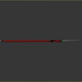Traditional Red Shaft Silver Spearhead Weapon with Black Connector and Classic Long Handle