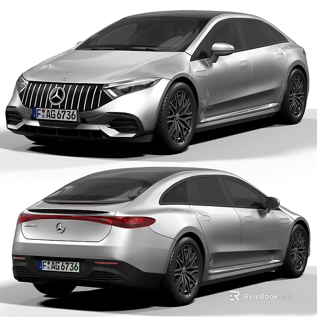 Silver Mercedes Electric Sedan With Sleek Design Modern Exterior And Black Wheels 3d model 