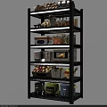 Multi Tier Kitchen Shelf With Kitchenware Small Appliances And Food Containers 3d model