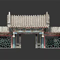 Ancient Architecture Traditional Gateway Structure Featuring Ornate Roof Tiles Painted Carvings And Decorative Details