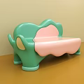 Abstract Shape Green and Pink Sofa with Curved Design Playful Style for Kids Room