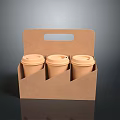 Portable Paper Coffee Cup Carrier Containing Three Lidded Cups For Daily Use