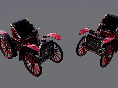 Vintage Red And Black Classic Car Models With Retro Design And Wheels 3d model