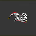 Commercial Equipment Jester Hat With Black And White Checkered Red Design And Gold Bells