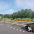Modern Contemporary Building Facade With Sleek Design Greenery And Open Roadway