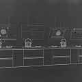 Modern Kitchen With Range Hoods White Cabinets Black Backsplash Countertop And Pots