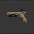 Modern Tan Tactical Pistol With Mounted Scope Flashlight And Ergonomic Grip 3d model