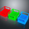 Plastic Storage Baskets in Red Green Blue for Organizing Small Items 3d model