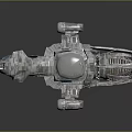 Futuristic Sci Fi Spaceship 3D Render With Silver Metallic Body And Blue Panels