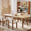 Modern Cozy Dining Room With Wooden Table Linen Chairs Window Blinds Storage Cabinet And Natural Light