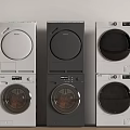 Modern Stackable Washing Machines With Sleek Design In White Black And Silver 3d model