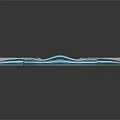 Cartoon Scene With White And Blue Geometric Shapes Wavy Lines And Dot Patterns