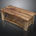Rustic Solid Wood Functional Coffee Table With Lower Storage Shelf For Cozy Home Living Space
