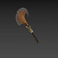 Rustic Axe With Metal Blade And Wooden Handle Leaning Against Stone Wall