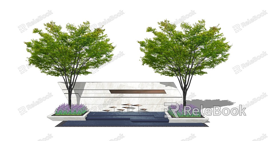 modern landscape wall waterscape model