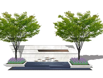 modern landscape wall waterscape 3d model