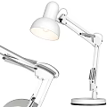 White Modern Desk Lamp With Adjustable Metal Foldable Arm And Round Dome Shade 3d model