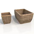 Wicker Storage Baskets Set of Two Different Sizes Practical Household Supplies 3d model