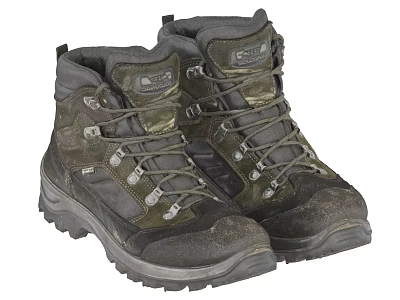 High Top Outdoor Hiking Boots Dark Gray Green Durable Lace Up Non Slip Sole 3d model