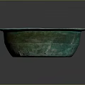 Antique Greenish Blue Bronze Basin With Decorative Edge And Circular Shape
