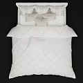 Single Bed In Minimalist Style With White Geometric Bedspread And Pillows