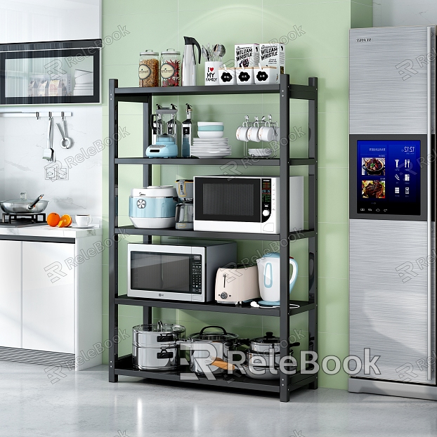 Kitchen Kitchenware Food Seasoning Storage Rack Restaurant Cabinet Refrigerator Microwave Oven Pot Bowl Electric Rice Cooker Hot Pot Tableware Vegetable Hanging Cabinet model