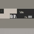 Modern Wall Mounted Bookshelf With Black White Panels And Decorative Books