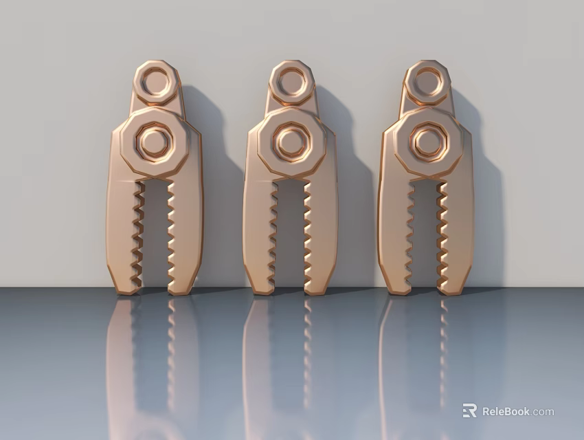 Brass Colored Metal Hinges For Hinged Door With Serrated Design And Shiny Surface 3d model 
