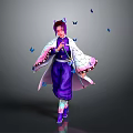 Magical Character In Purple Outfit With Bow Accents And Blue Butterflies Flying Around