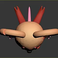 Cartoon Mouse Character With Big Ears Red Eyes Red Scarf Pink Vest And Gray Shorts