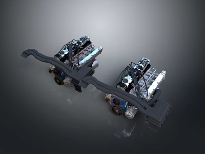Heavy Duty Vehicle Tires On Mechanical Chassis With Suspension Components 3d model