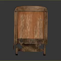 Wooden Entryway Side Cabinet In Train Carriage Style With Peace Sign BOY Lettering And Storage