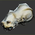 Siamese Cat With Blue Eyes And White Brown Fur Lying Ceramic Figurine On Dark Surface