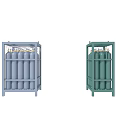 Gray And Green Metal Gas Cylinder Storage Racks With Multiple Cylinders