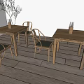 New Chinese Dining Table and Chair Combination Dining Table and Chair 3d model