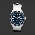 Stylish Analog Wristwatch With White Silicone Strap Blue Dial And White Markers